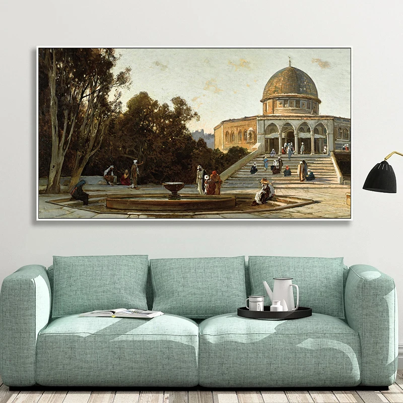 Vintage Journey to Palestine Living Landscape Islamic Architecture Historical Poster Canvas Painting Wall Pictures Home Decor