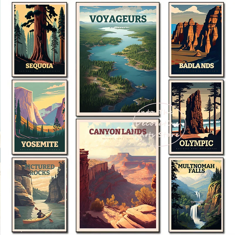 National Park Units Vintage-Style Travel Poster Arizona Desert Shenandoah Canvas Painting Wall Art Pictures Home Room Decoration