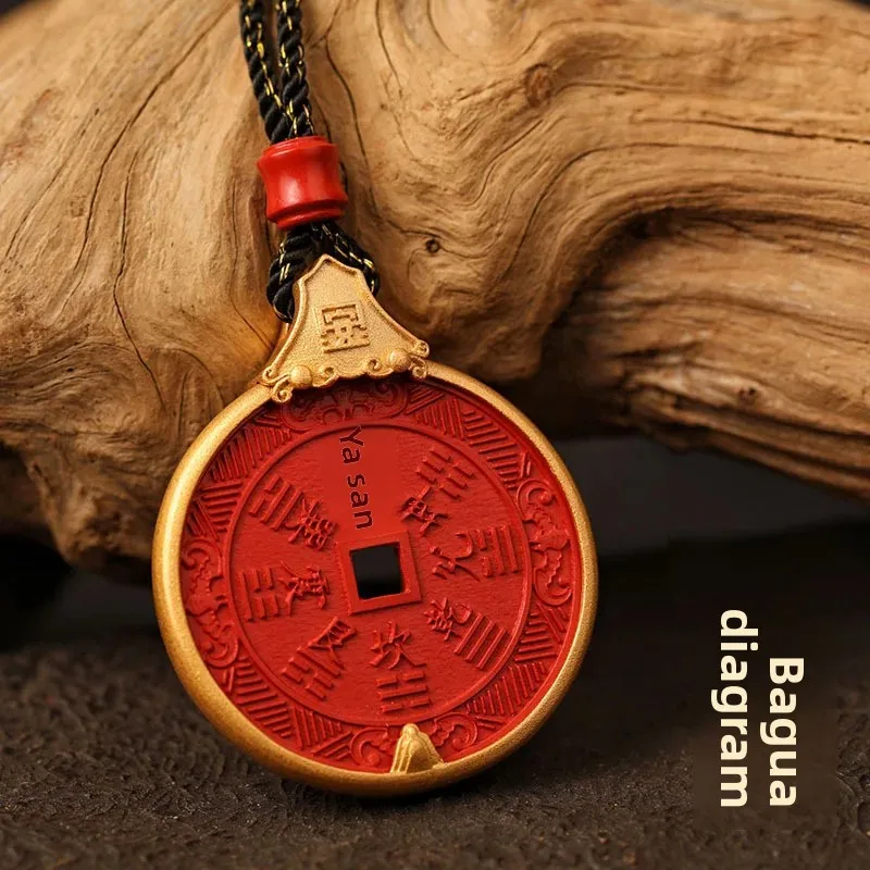 S925 Silver-plated Inlaid Cinnabar Order Mountain Ghost Spending Money Gossip Pendant Men's and Women's Carry-on Jewelry Pendant