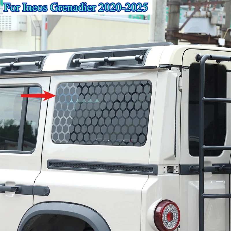 

For Ineos Grenadier 2022-25 PVC Black Honeycomb Car Rear Window Glass Decal Stickers Car External modification Accessories