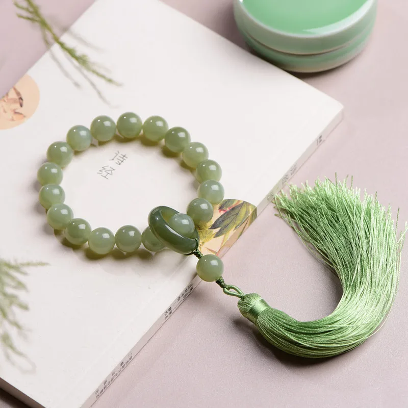 Natural Hetian Jade - Matching Sunny Water Running Ring Accessories Tassel Hand-Held Simple Jewelry