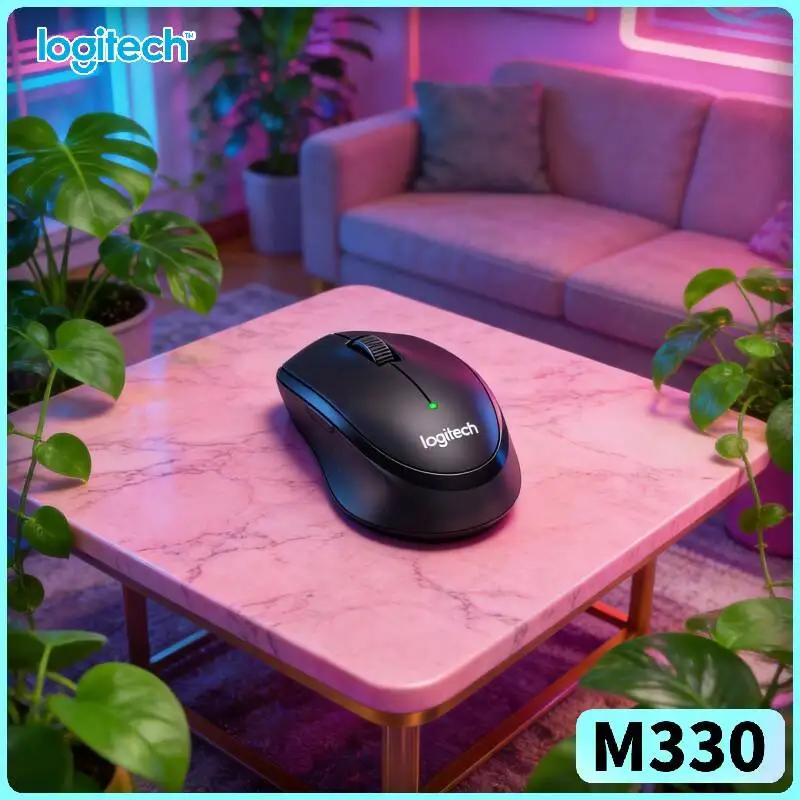 Ratón Inalámbrico Silencioso Logitech M330 de 2.4GHz con Sensor Óptico Resistente a la Decoloración para Computadora Portátil, PC, Mac, Hogar y Escritorio