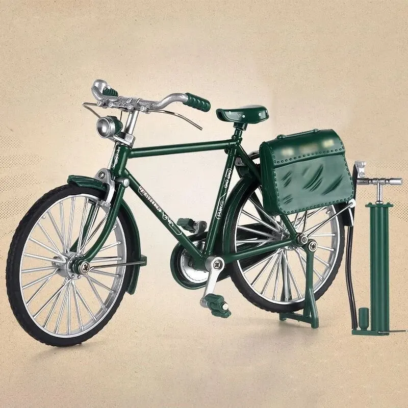 Vintage Two Eights Big Bar Classic Nostalgia Bicycle Model Ornament With Briefcase and Pump Desktop Decorative Ornament