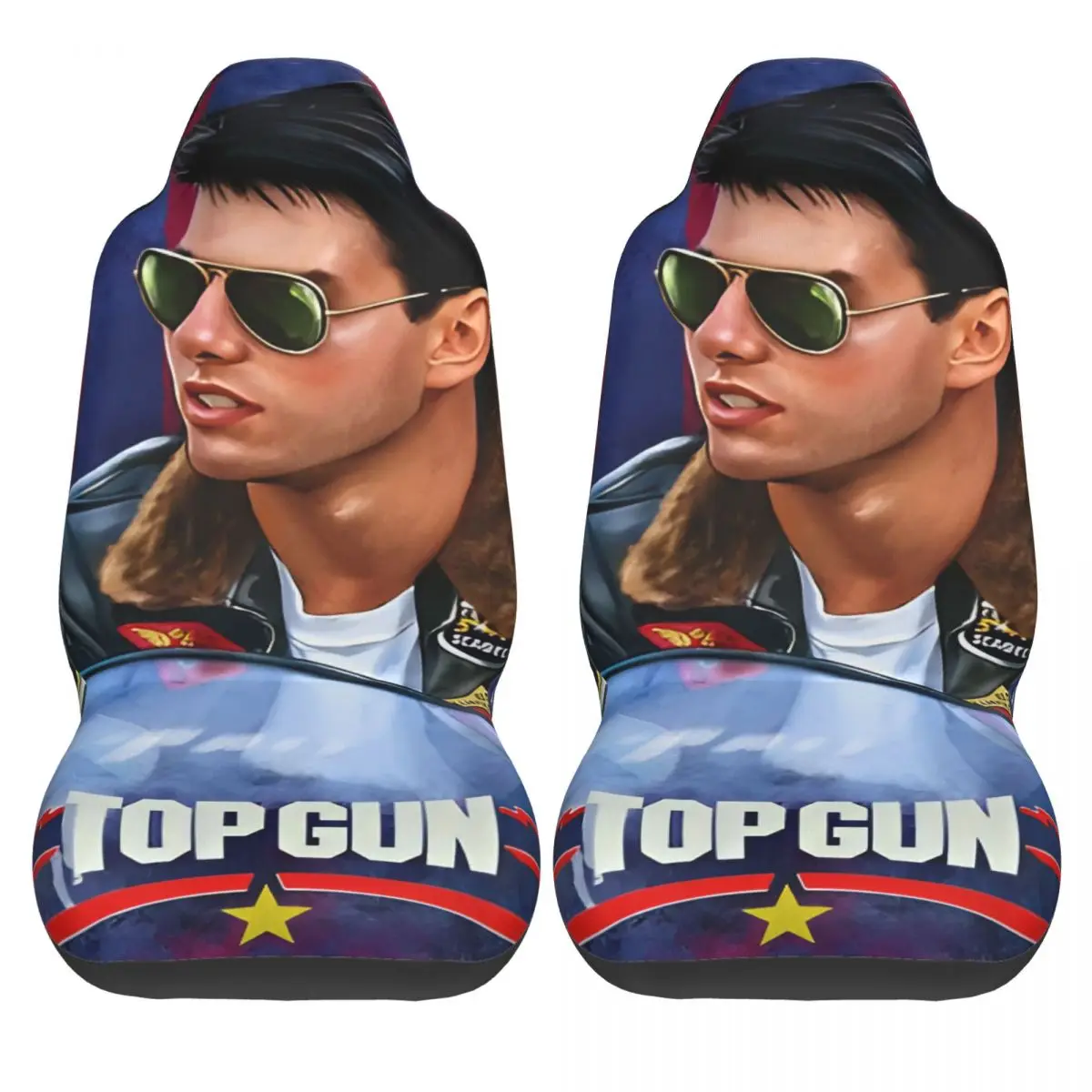 

Чехлы для автомобильных сидений из полиэстера, эластичные, винтажные, из двух частей, с дизайном из фильма «Топ Ган», с изображением пилота «Ледяного человека»