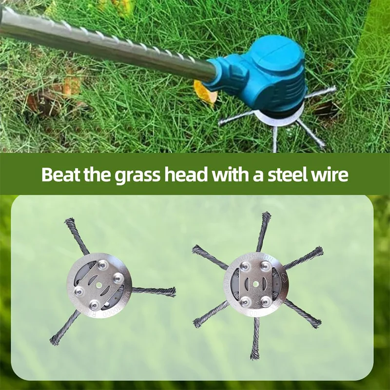 6inch Steel Wire Wheel Head Upgraded Grass Trimmer Head Universal Weed Brush Removal Moss Rust For Battery Mower 3/6 Claws
