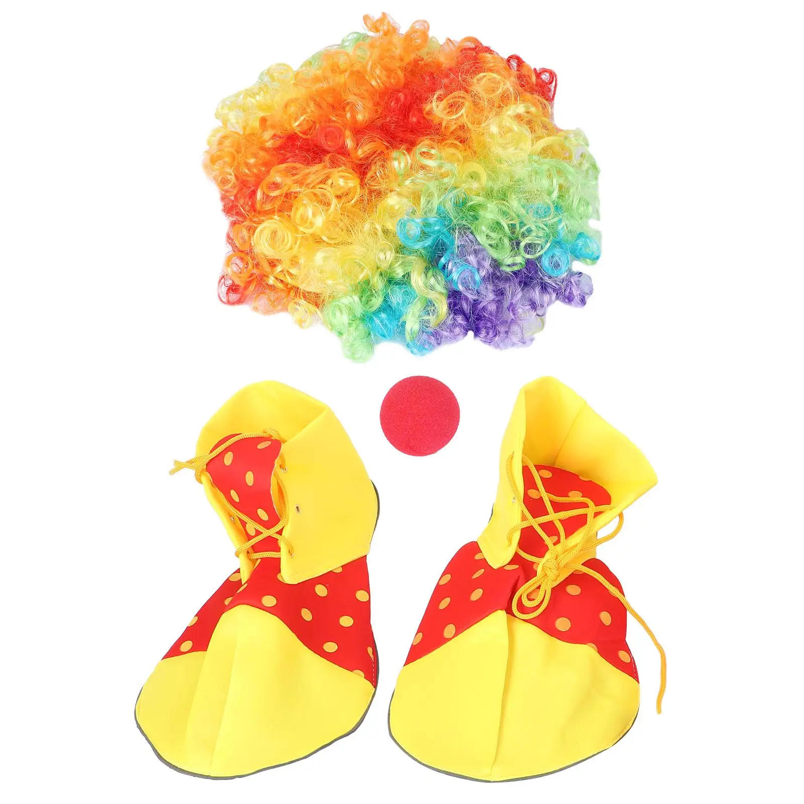 

Clown Makeup Props Performance Shoe Black Head Strips Nose Halloween Fabric Dress Wig