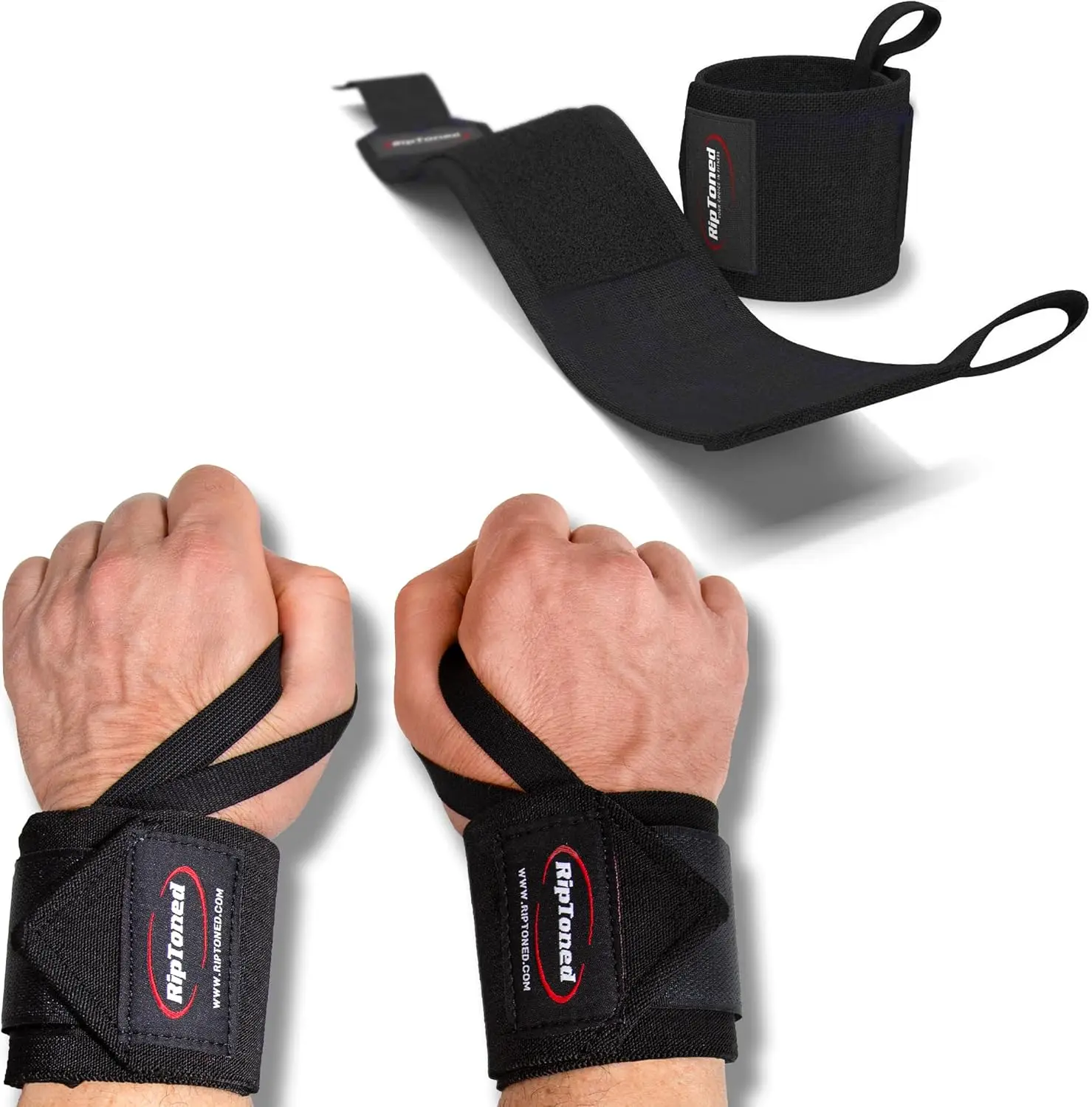 Rip Toned 18” Wrist Wraps - USPA & USAPL Endorsed Wrist Straps for Weightlifting - Maximum Support - Adjustable, Durable, Machin