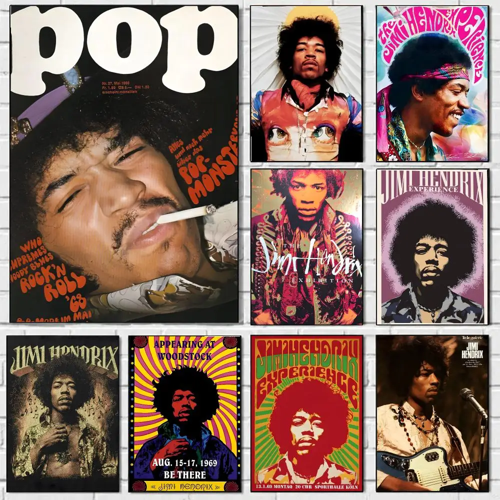 Jimi Hendrix Poster-Aufkleber Wandbild Selbstklebende Dekoration für Schlafzimmer Wohnzimmer Zuhause HD-Wandaufkleber Geschenk