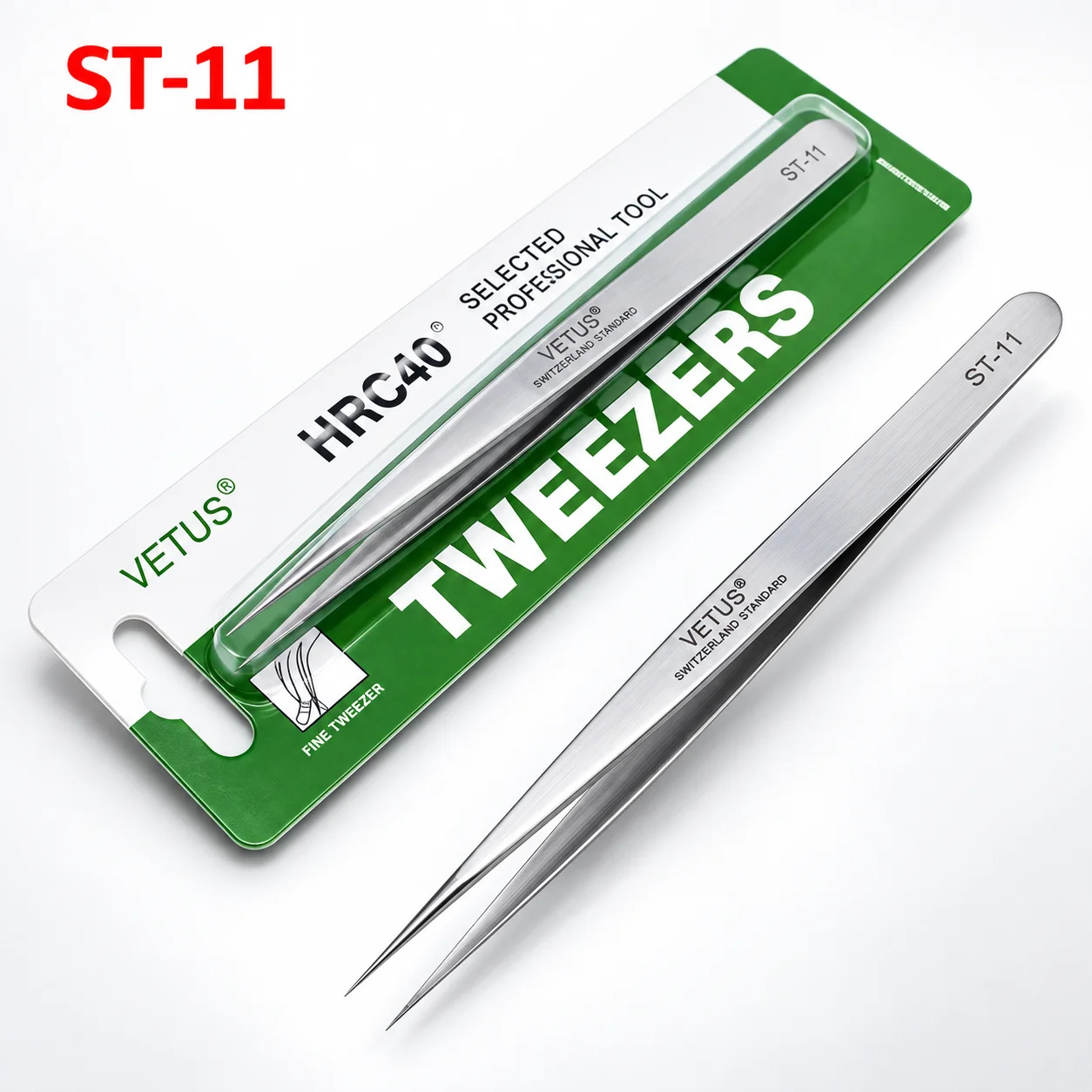 1pcs Precision Stainless Steel Tweezers Diy Vetus Switzerland Tweezers Herramientas Repair Tools ST-11