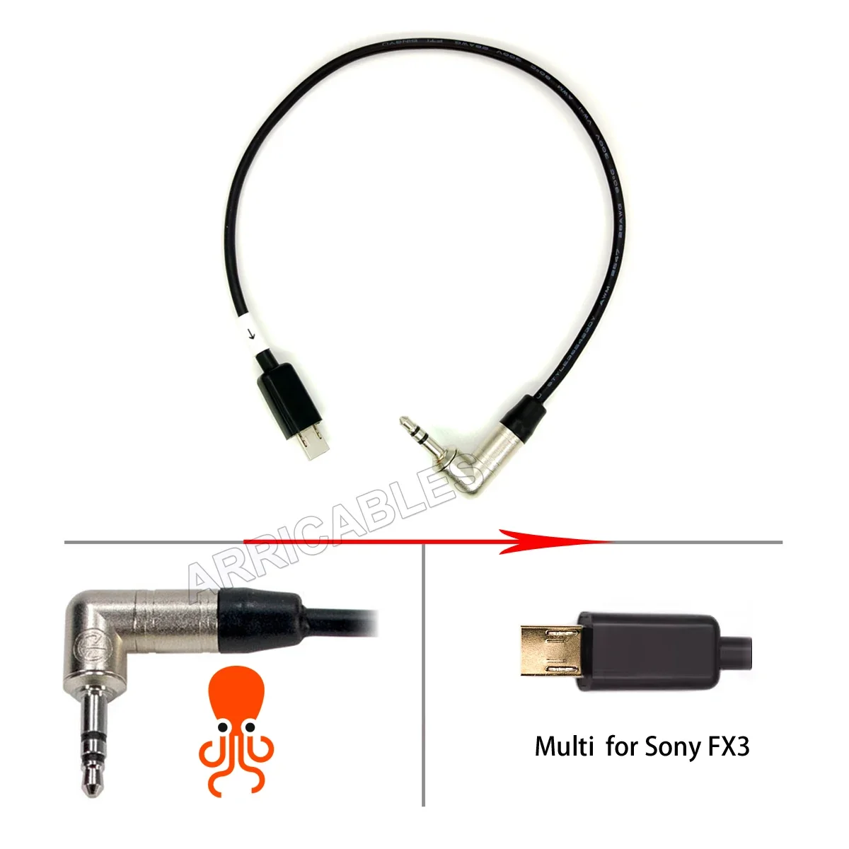 Tentacle Sync E / TRACK E Units 3.5mm TRS to Multi Interface Timecode Cable for Sony FX3 FX30 Alpha 1 A7S3 Time Code Cable