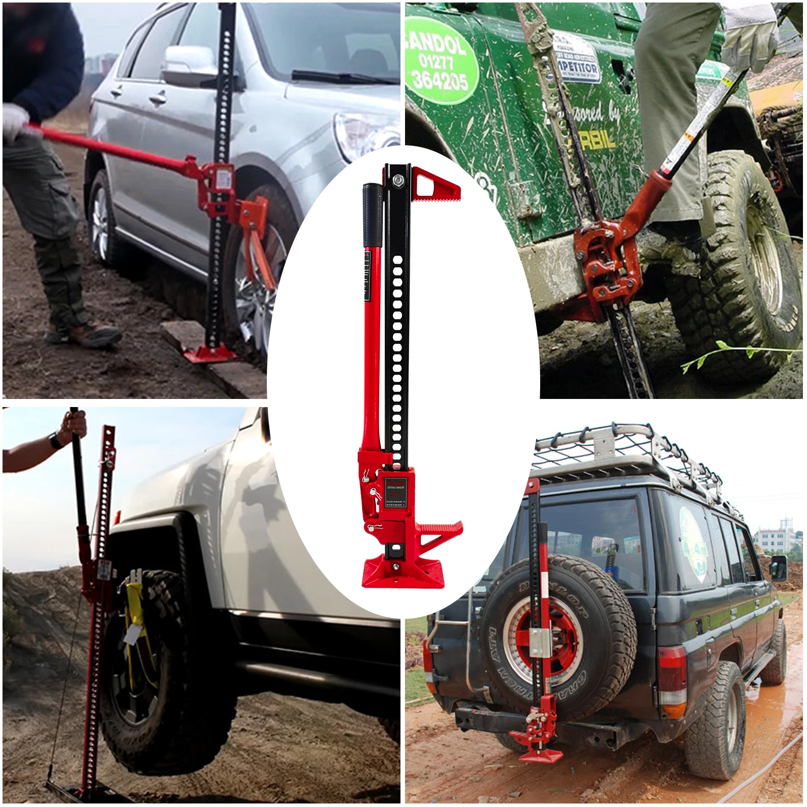 

33" High Lift Ratcheting Off Road Utility Farm Jack, 6000lbs/3Ton Capacity Red