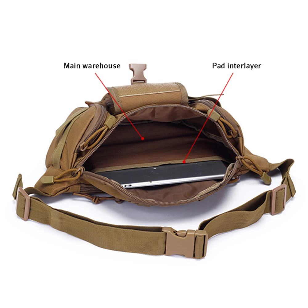 Tactical Fanny Pack  Waist Bag Pack with Patch Utility Hip Belt Bumbag for Outdoor Fishing Hiking 4 Zipper Pockets