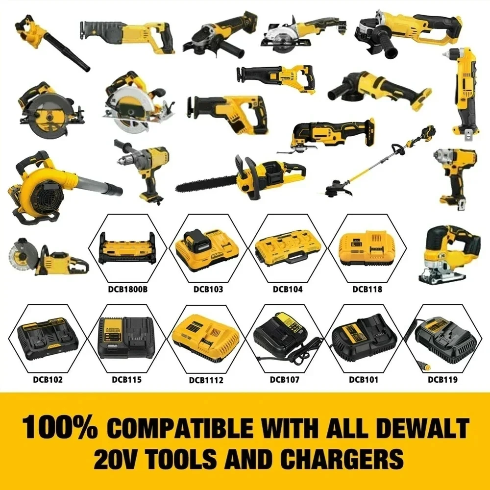 Genuine 18V/20 Volt MAX 12.0Ah DCB200 Replacement Li-ion Battery for DeWalt DCB205 DCB201 DCB203 Power Tool Batteries