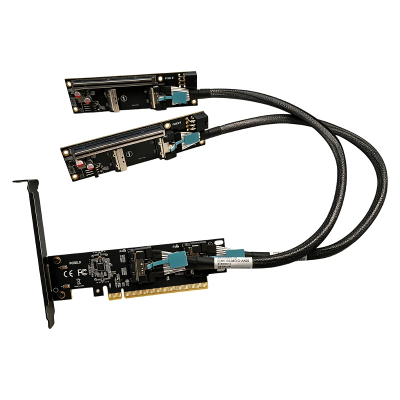NEW MCIO 8i PCI-E 5.0 X16 Adapter Extension Cable Riser Expansion Card PCI Express 5.0 16X Splitter for GPU/U.2 SSD/Network Card
