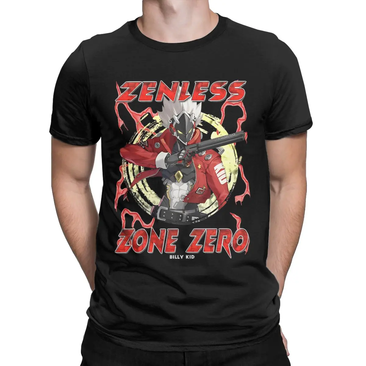 Men's T-Shirt Zenless Zone Zero Billy Kid Cotton Tees Short Sleeve ARPG Game Role-Playing T Shirts Round Collar Tops Plus Size