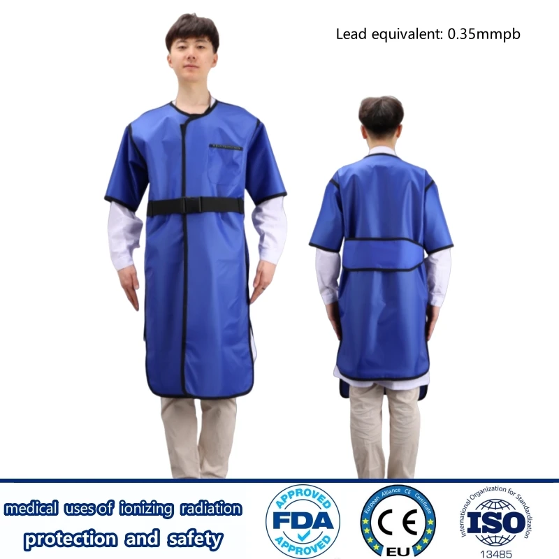 

X-ray radiological protection 0.35mmpb short sleeved double sides lead overcoat ionizing radiation protective lead clothes