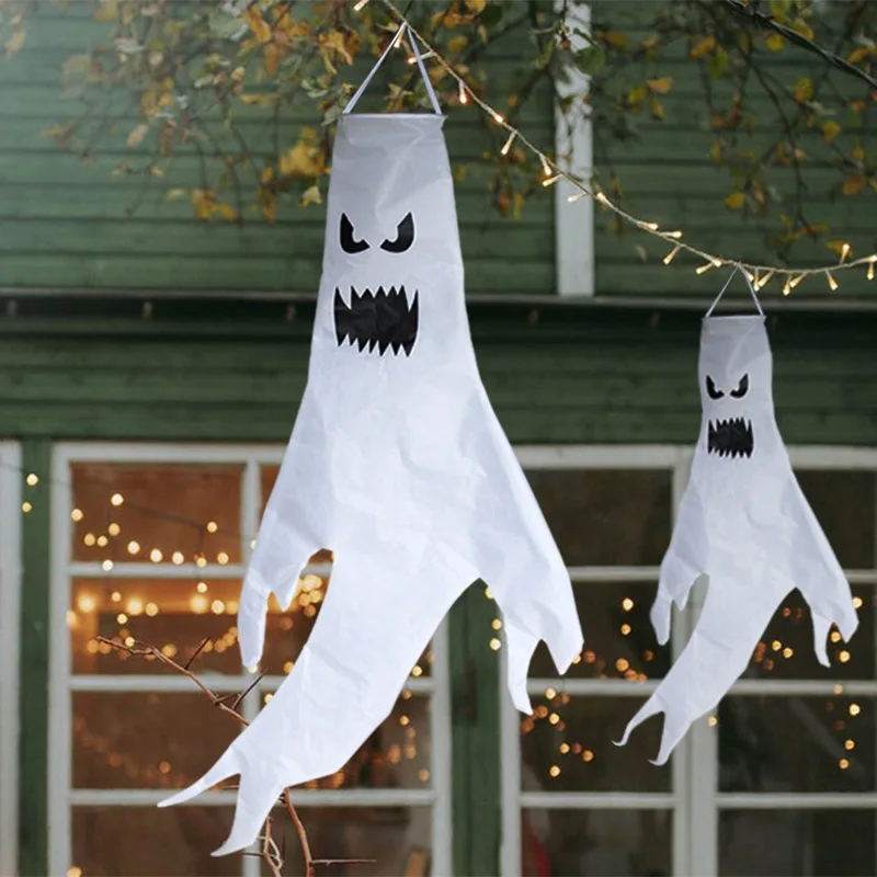 Halloween Ghost Cosplay Props Windsocks White Flying Ghosts Outdoor Haunted House Decor Outside Party Supplies