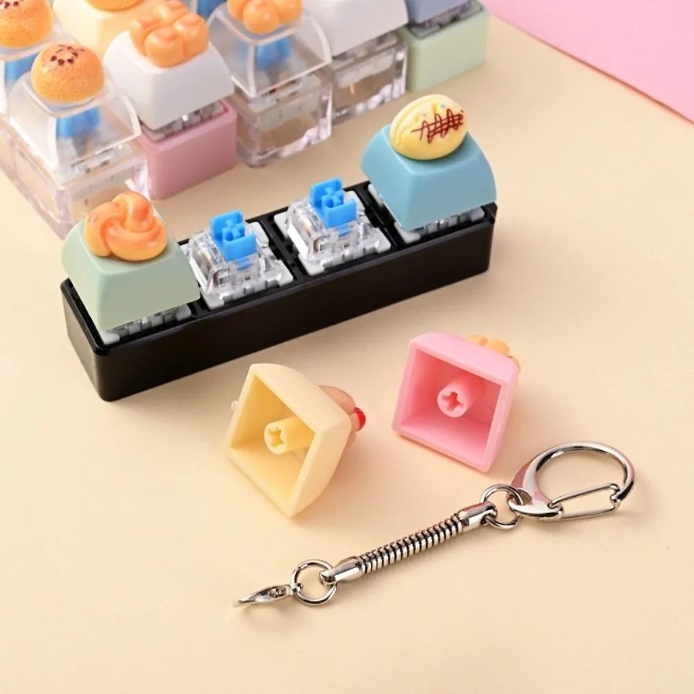 4 Key Anti-stress Pendant Bear Keycap Mechanical Stress Relief Clicker Finger Button Pass The Time Mini Keyboard Pendant
