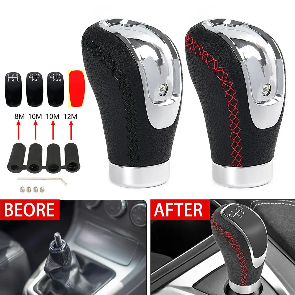 Universal 5/6 Speed Gear Shift Knob Shifter Lever Handle Modified Stick Leather Auto Accessories For All Manual Car Modles