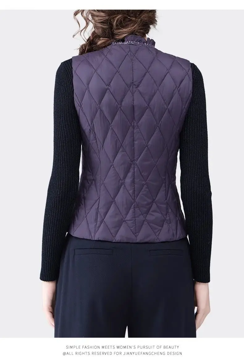 Stazione europea Autunno e inverno Piumino in cotone Gilet Giacca da donna Slim Slim Short Warm Top Gilet sottile