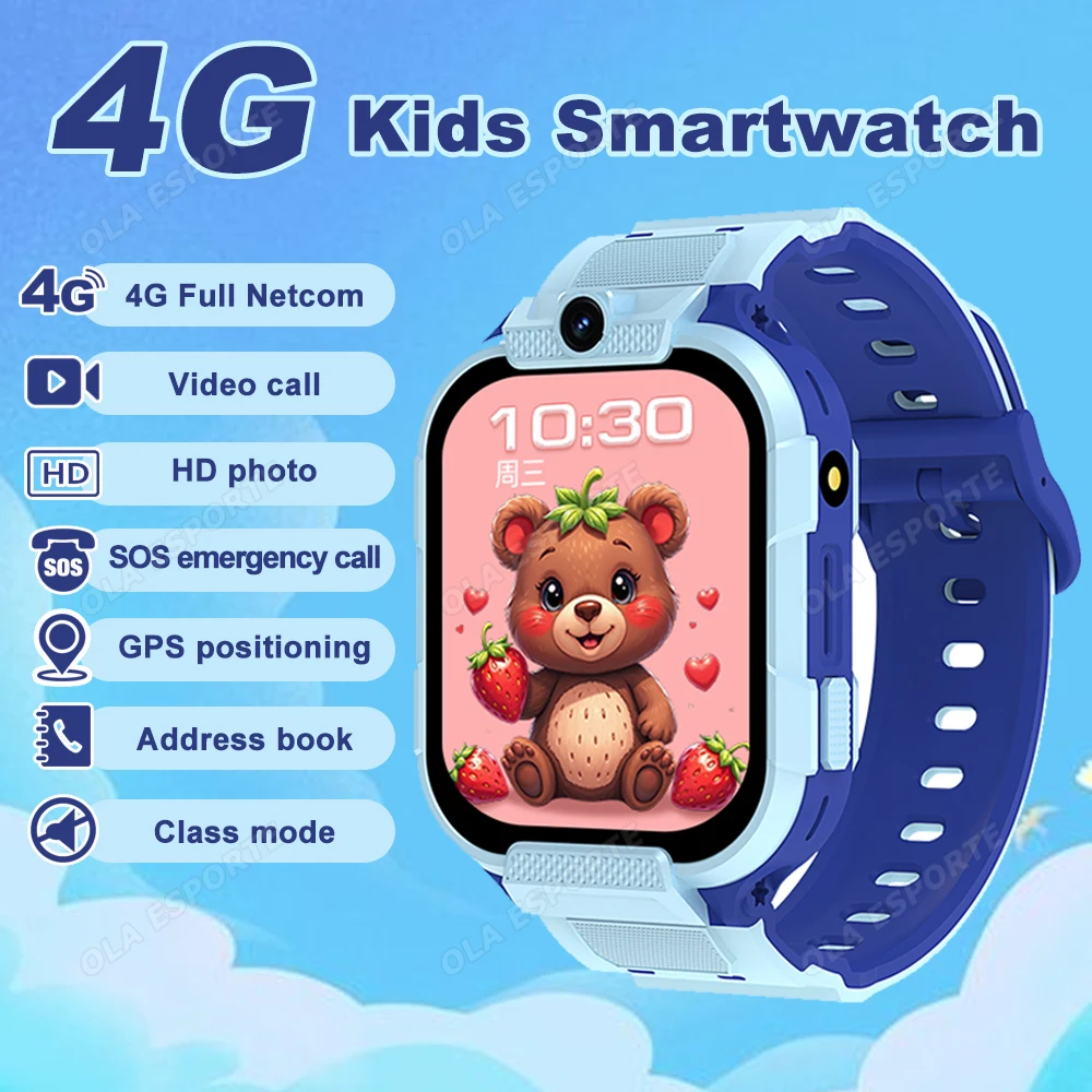 

4G Full Netcom Children's Smartwatch Flashlight GPS Positioning 600mAh Battery 2.01"Large Screen HD Video Call Kids' Phone Watch