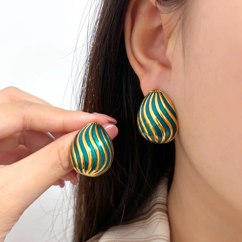 

Аксессуары для самостоятельного изготовления: летние разноцветные серьги с эффектом капель масла, нишевые, для девушек, придающие жизненную силу, позолоченные 18-каратным золотом, из нержавеющей стали, для пляжа.