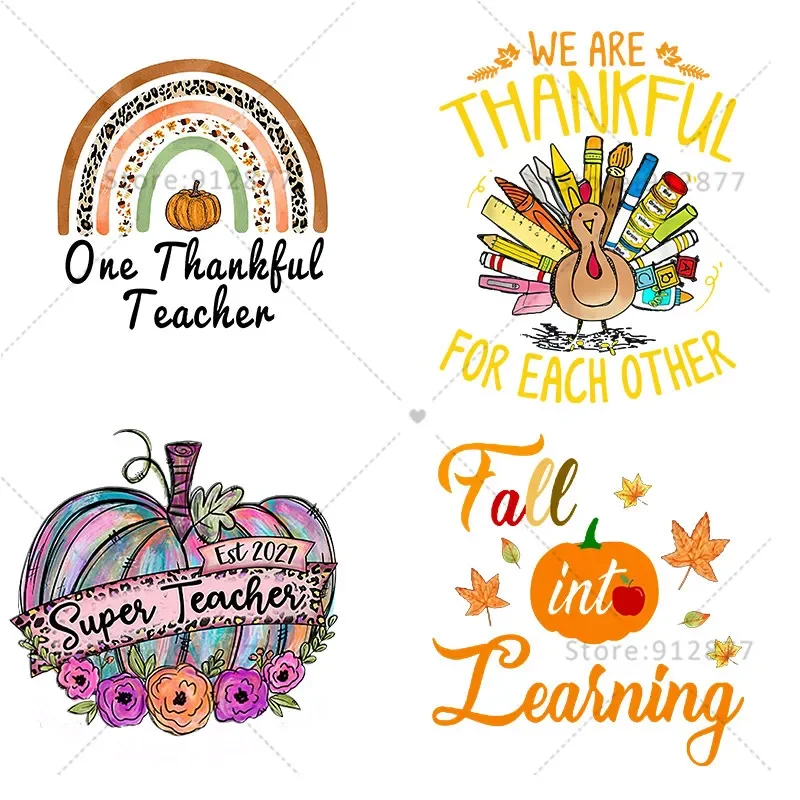 Ready to Press Transfers Thanksgiving Turkey Teacher Pumpkin  Holiday Funny Sayings Full Color DTF t-shirt heat transfer