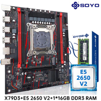 SOYO X79 Motherboard Combo Intel Xeon E5-2650 v2 LGA 2011 CPU Processor + DDR3 1*16GB 1600MHZ ECC RAM Memory NVME M.2 SATA