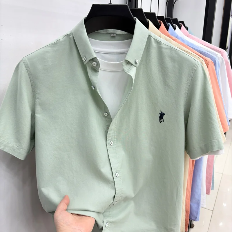 Designer-Marken-Kurzarmhemd 100% Baumwolle Herren Sommer High-End Pony-Stickerei Mode Golf Business Casual Komfortables Oberteil