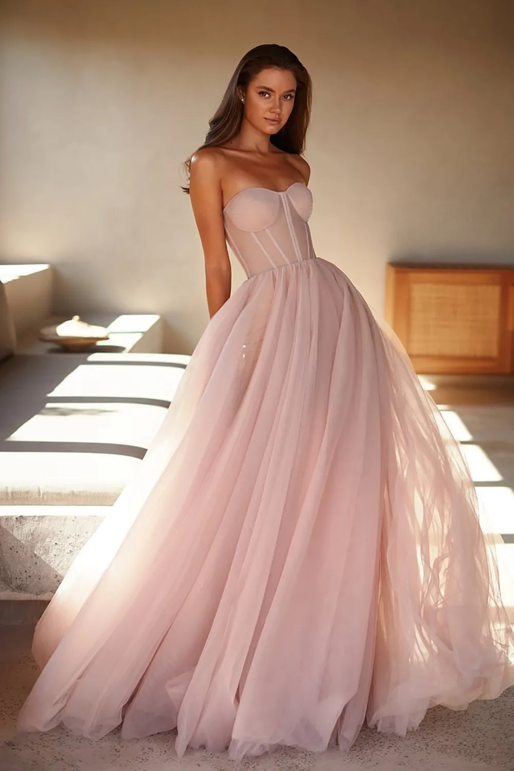 

BridalAffair Vintage Prom Dresses Sleeveless Tulle A Line Evening Gowns Sweetheart Party Dress Custom Special Occasion Dresses