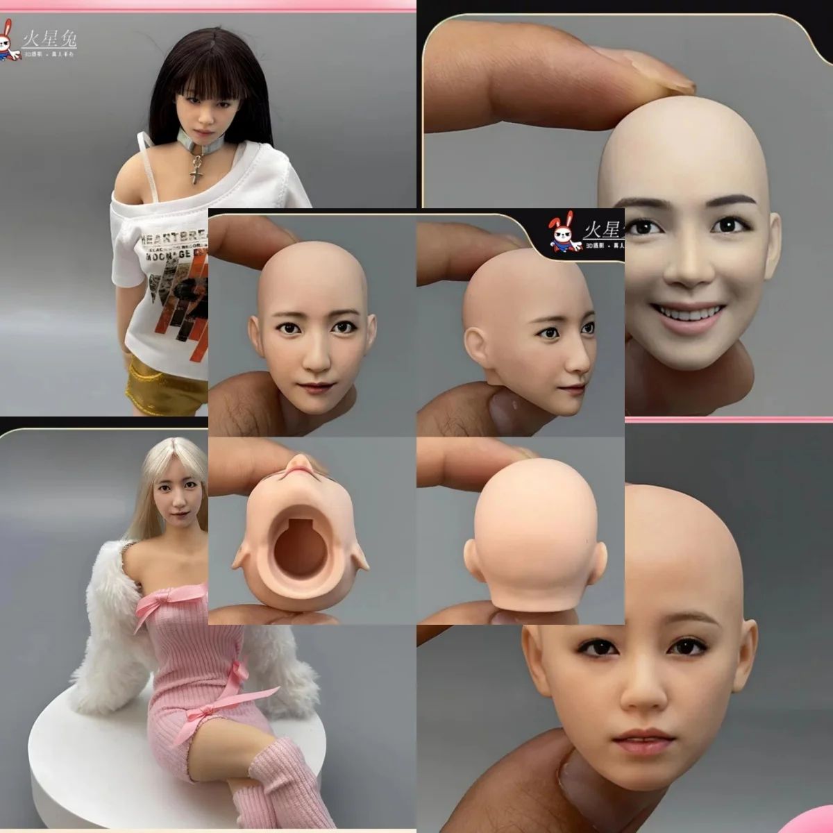 【Only Head】1/6 Scale Female Soldier Exquisite Makeup Painted Finished Resin Head Sculpt Fit 12''Action Figure Toys For Fans DIY