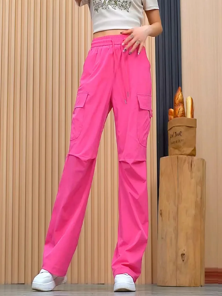 

American Style Women's Summer Thin Casual Sports Pants High Waist Quick Dry Straight Leg Work Trousers Dream Wisdom Apparel