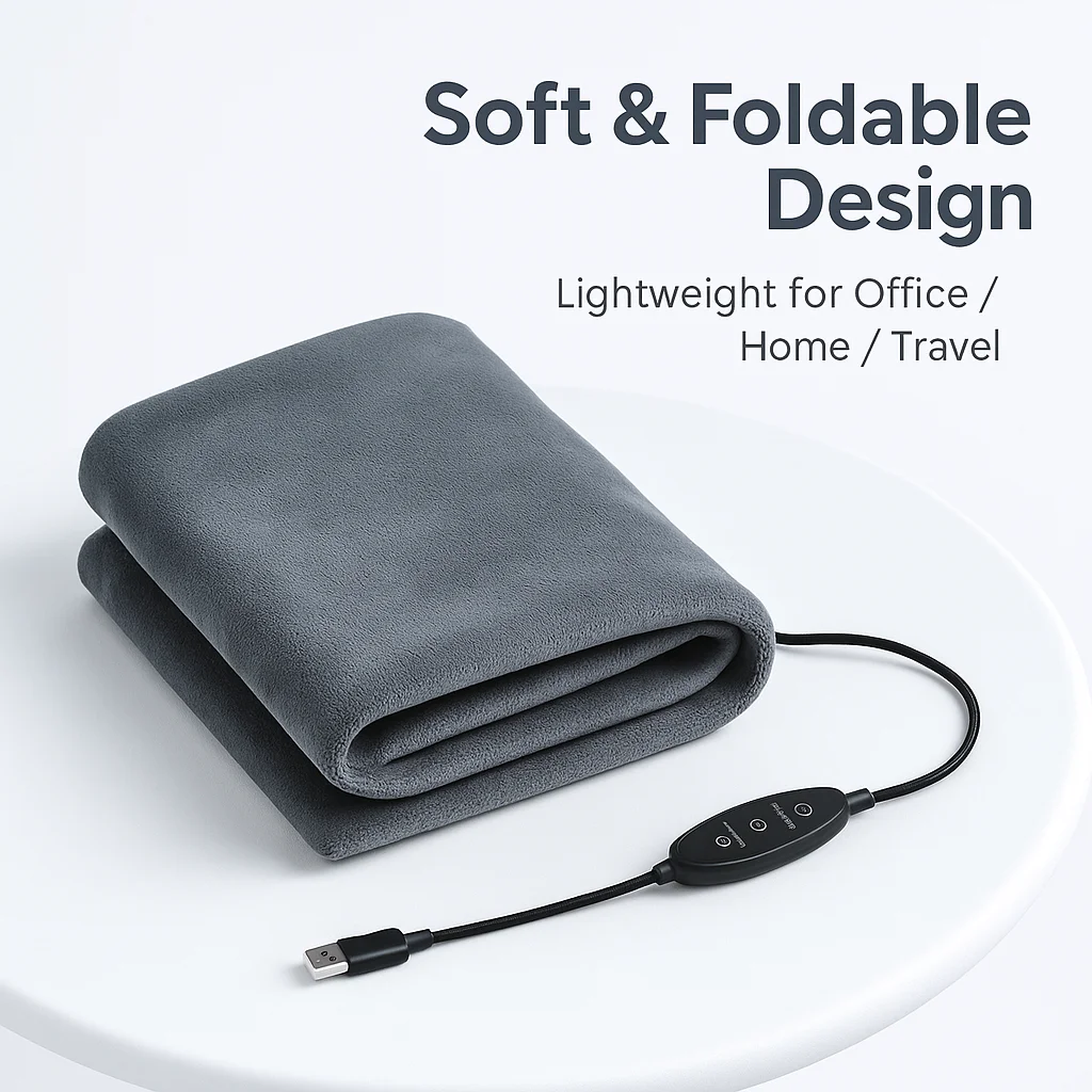 USB Heating Desk Pad 5V Safe Low Voltage Soft Flannel Warm Mat with 3-Level Temperature Control for Office Home Winter Use