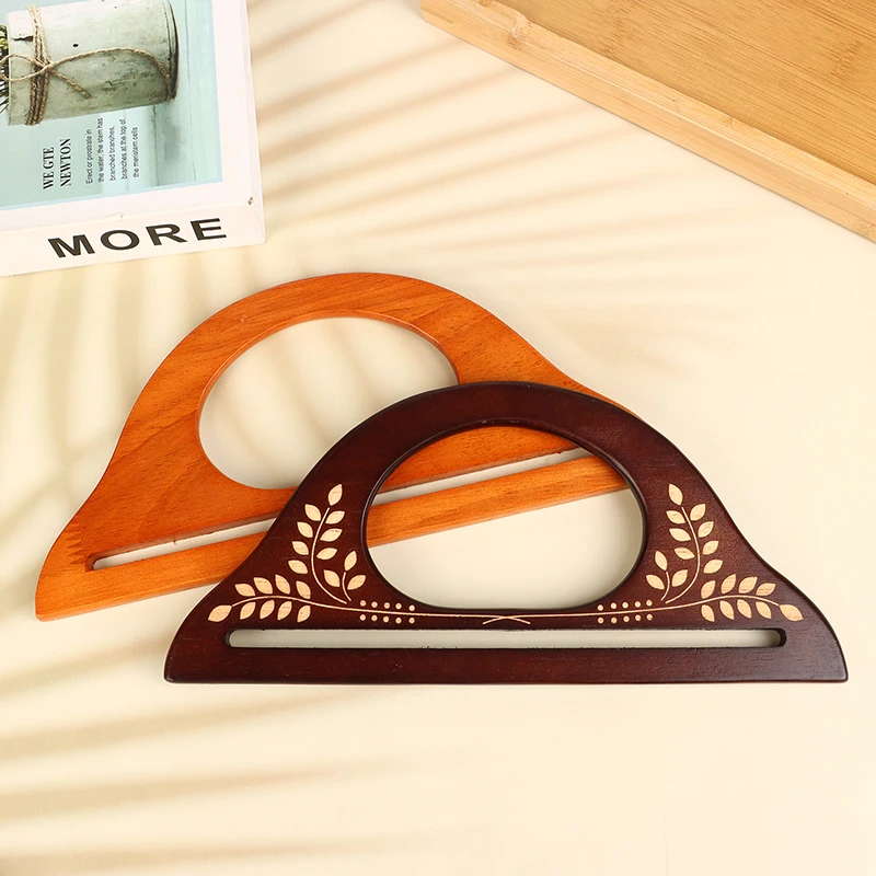 2Pcs 2 Colors Wooden Handle Handmade Purse Frames Wood Handbag Sewing Brackets DIY Handles For Making Bags Accessories