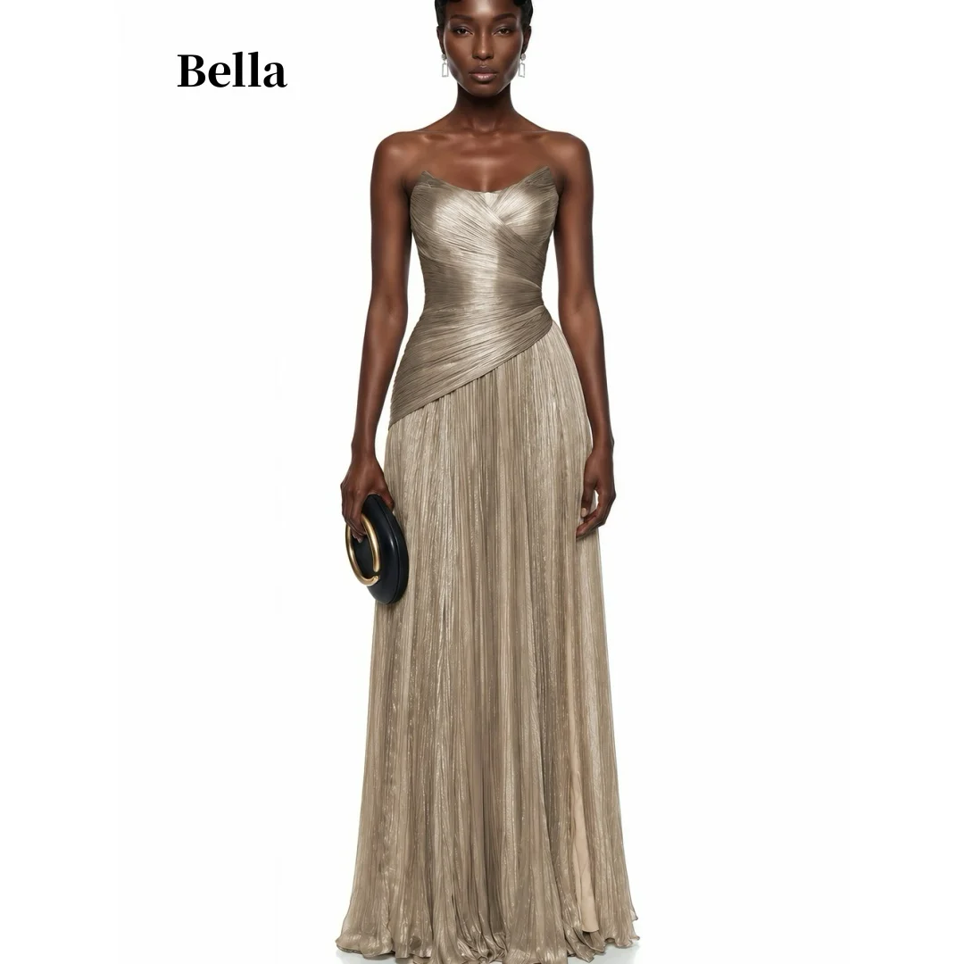 Bella Customized High Neck Detachable Train Prom Dress Rhinestone Beading vestidos de noche Peplum Floor‑Length Evening Dresses