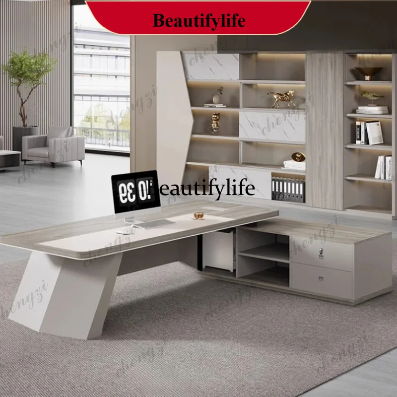 M178  Designer Modern Luxury Office Desk Asthetic Large Standing Computer Desks Manager Organizer L Shaped Scrivania