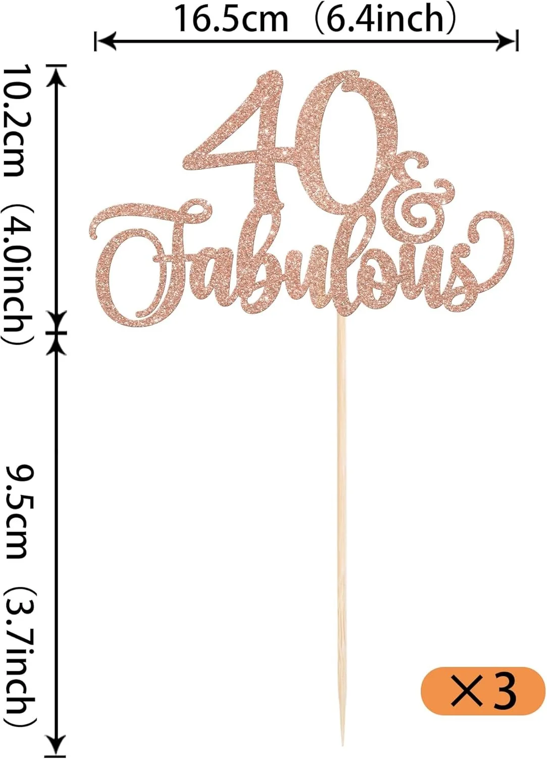 1 Stück glitzernder Champagner-Kuchendekor für den 40. und fabelhaften Stil – Kuchendekorationen zum 40. Geburtstag für Partyzubehör – Detail 11
