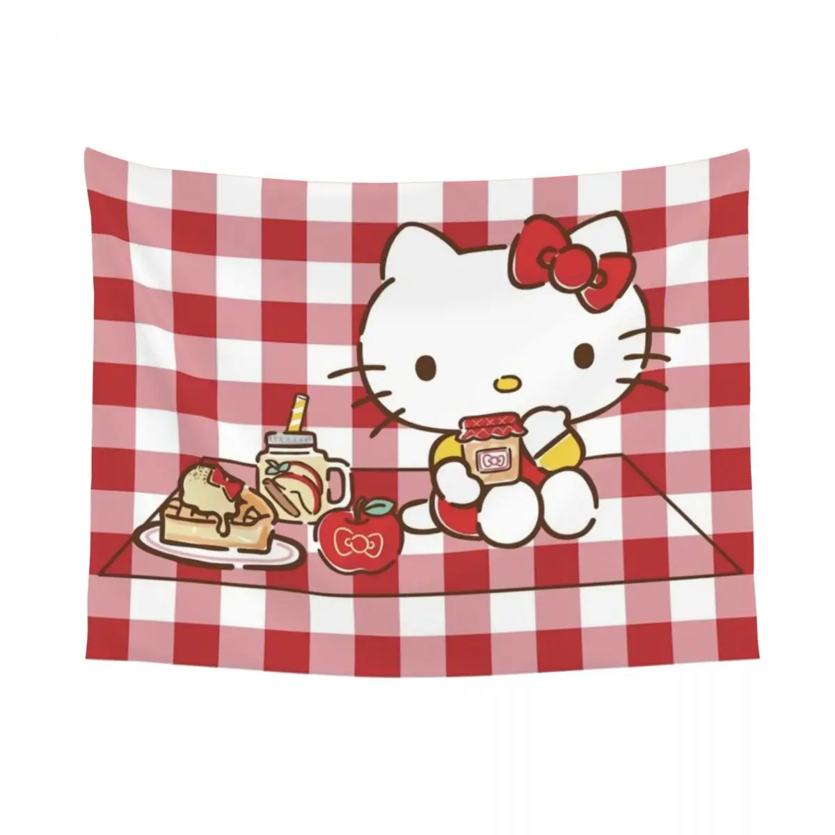 Custom Hello Kitty Anime Hippie Tapestry for Living Room Bedding Decoration Tapestries Home Decor