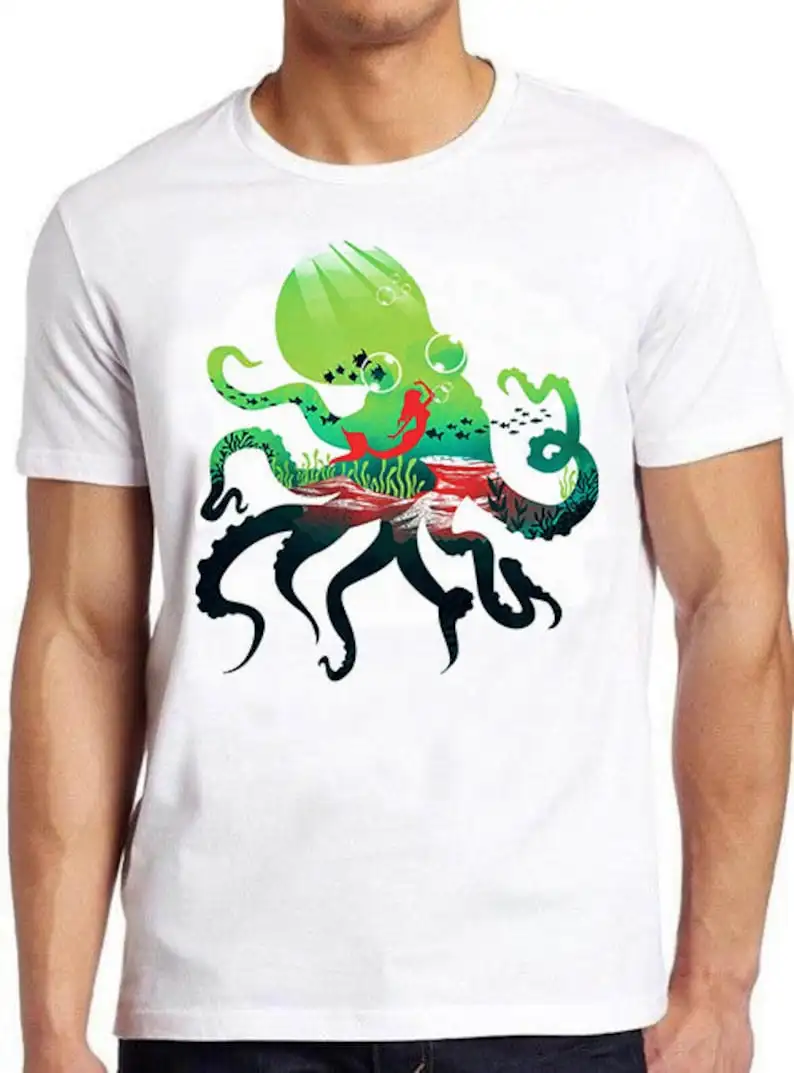 Octopus Fishes Fish Mermaid Sea Life Kraken Tentacles Men Women Adult Retro Style Nature Meme Gift Top Tee T Shirt 838