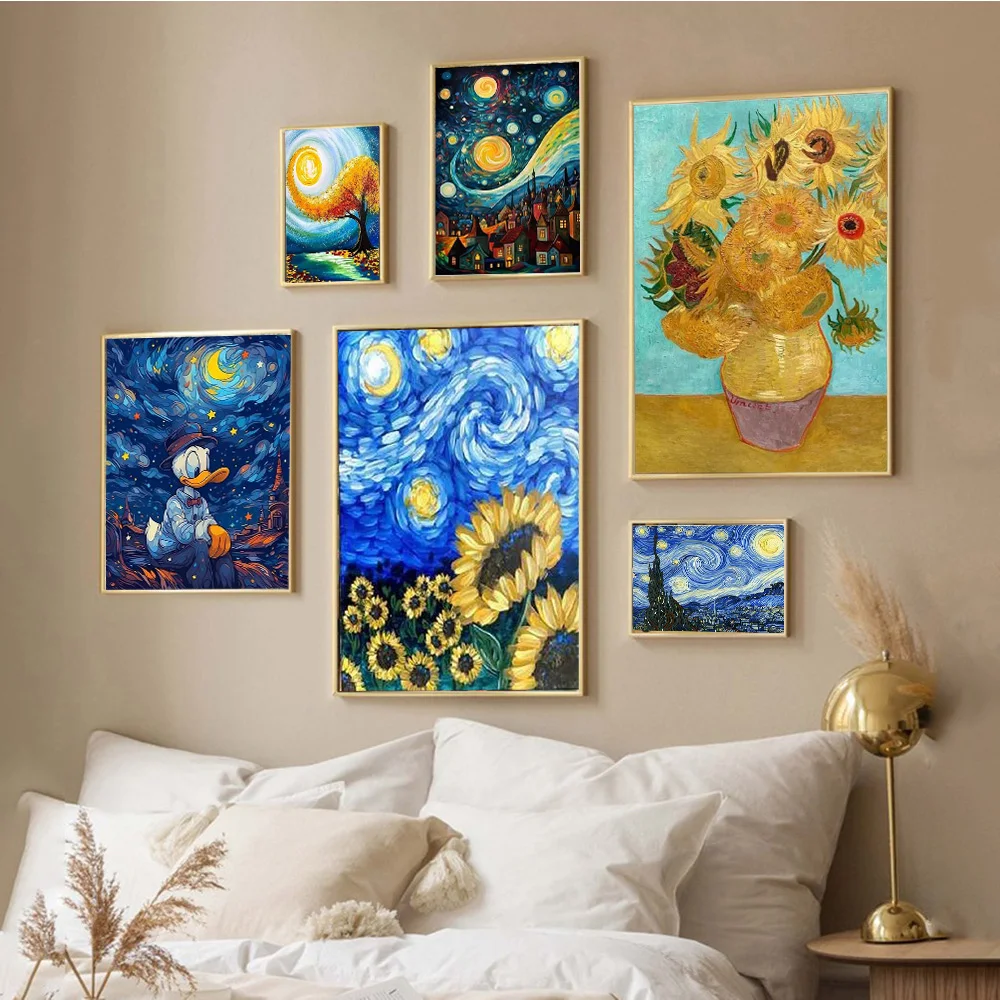 Van Gogh Starry Night On The Rhine Diy 5d Round Diamond Paintings Kits Cross Stitch Handmade Children's Gift Art Picture Decor