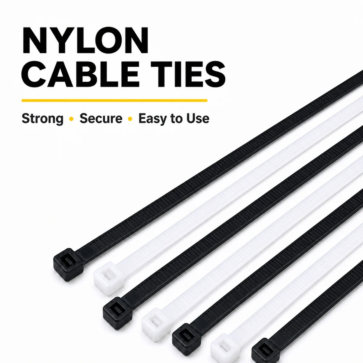 100Pcs Self-Locking Nylon Cable Ties Adjustable Zip Ties Wire Fastening Straps Black White for Home Office Industrial Wholesale