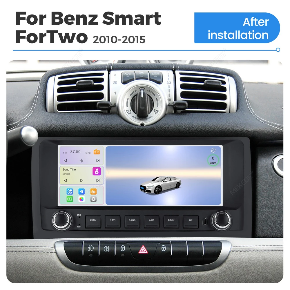 MEKEDE, magazzino UE, autoradio con schermo IPS touchscreen da 10,26 pollici e funzionalità RDS per Mercedes Benz Smart Fortwo 451, modelli 2010-2015, 2 Din, con Carplay wireless, Android Auto,
