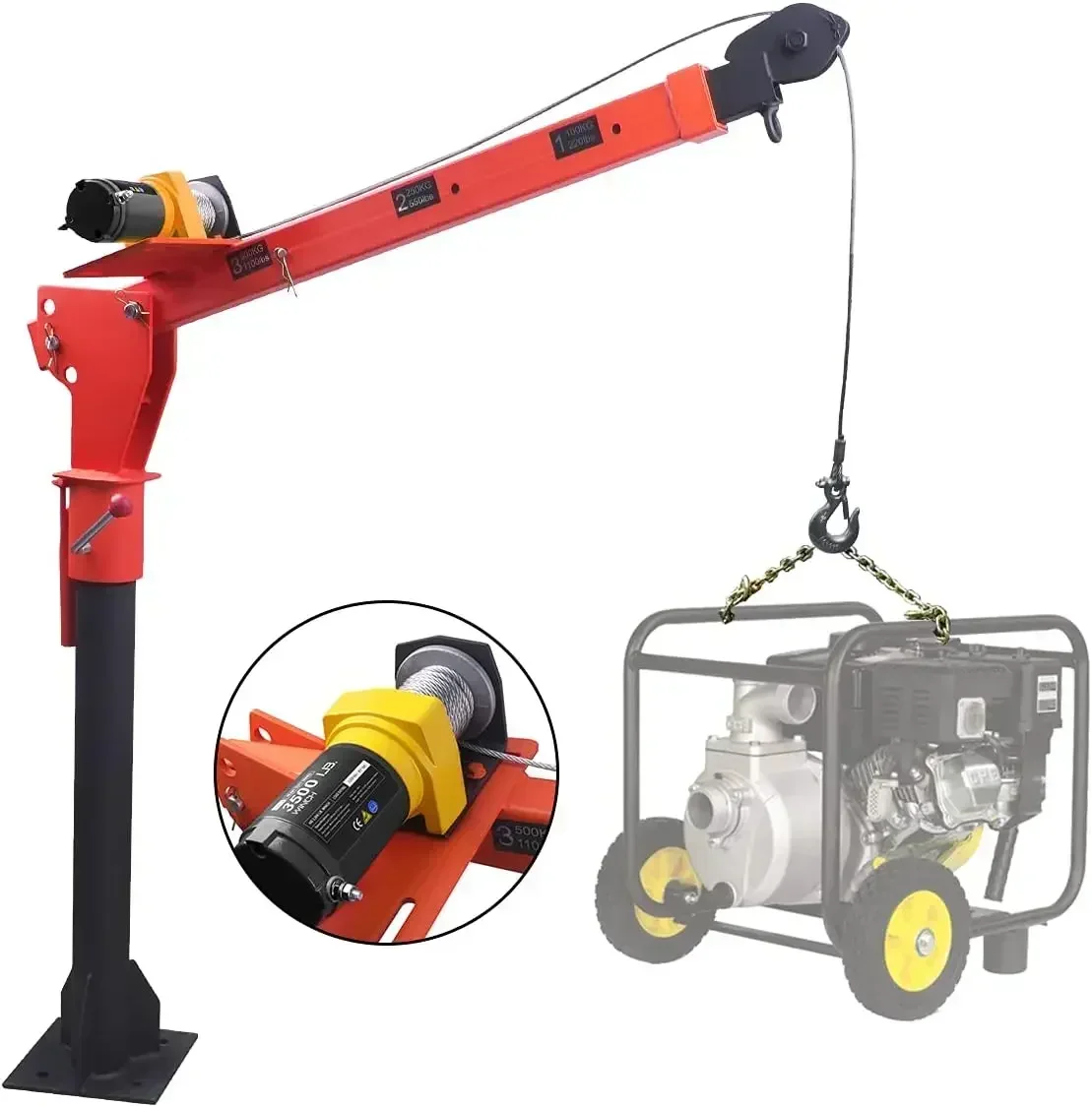 

Winch Versatile 0.5T Folding Truck-Mounted Bed Crane Hoist Lift Pickup with Wireless Electric Winch 3500 lb 12V