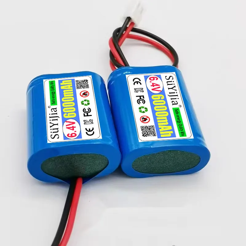 LiFePO4 Battery 6000mAh 6.4V Lithium Iron Phosphate Battery Pack Emergency Supply Elevator Intercom Terminal Battery