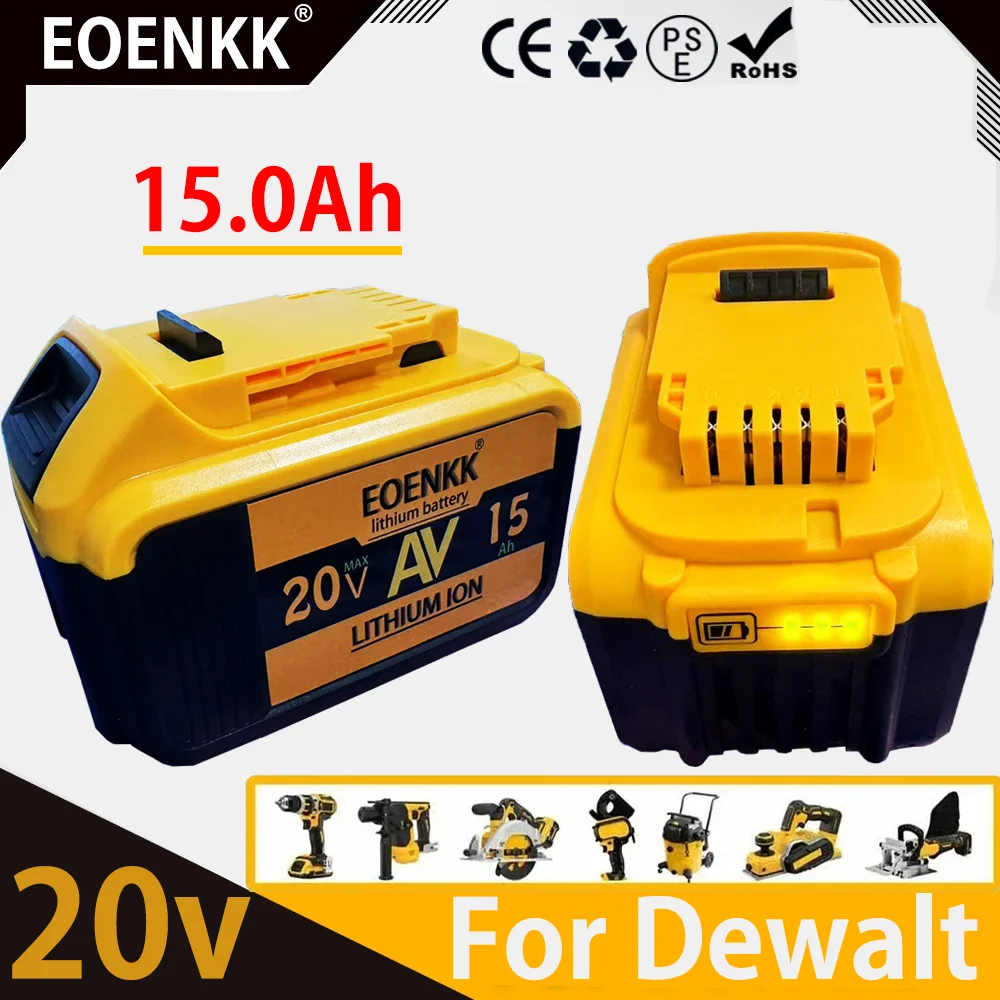 20V 15Ah DCB203 Lithium Battery Replacement for DeWalt 18v 20Volt Max  DCB112 DCB184 DCB200 DCB180DCB181DCB182 DCB201