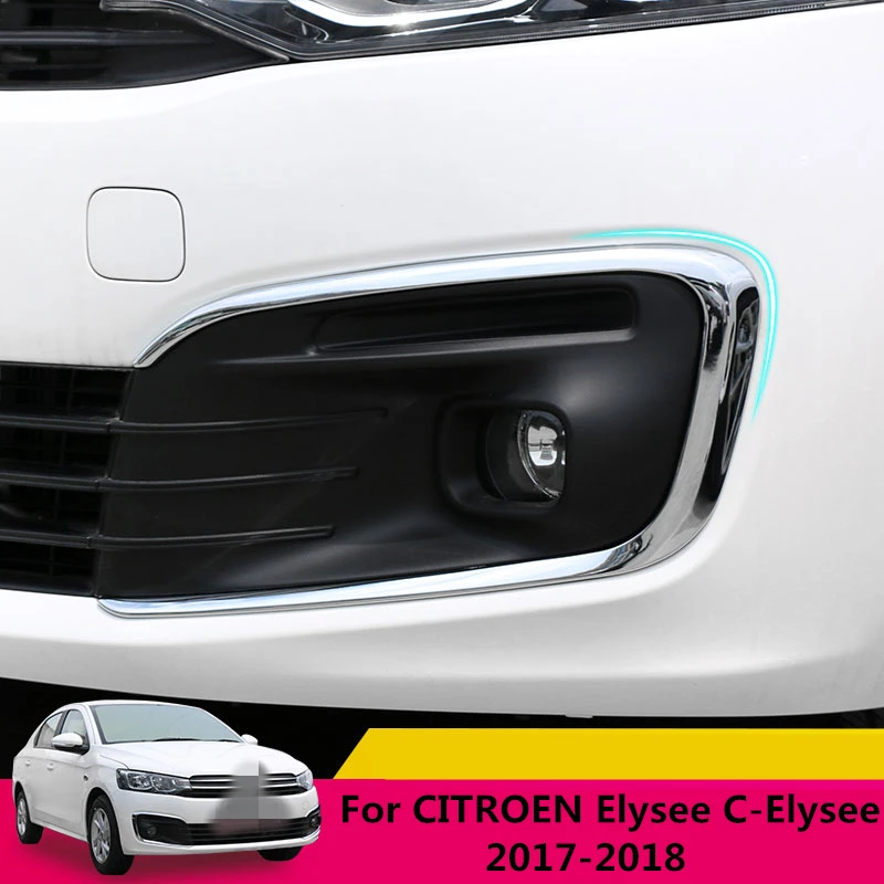 For CITROEN Elysee C-Elysee 2017-2018 2pcs Chrome ABS Front Fog Lamp Frame decoration cover trim Exterior decoration Accessories