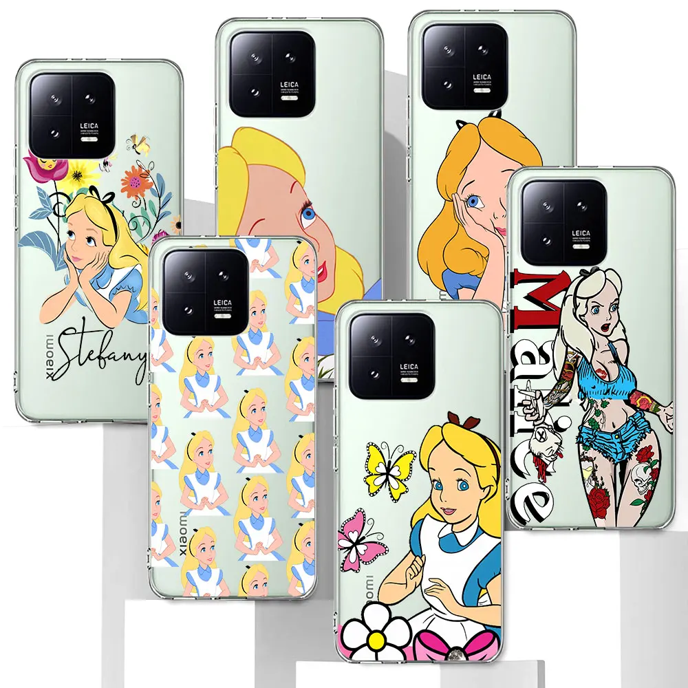 Alice Cute Disney Case for Xiaomi Mi 11T 12 12X 13 10T 12T 10 11 5X A1 A3 CC9E 9T Pro A2 9 CC9 11i 8 Lite TPU Soft Phone Cover