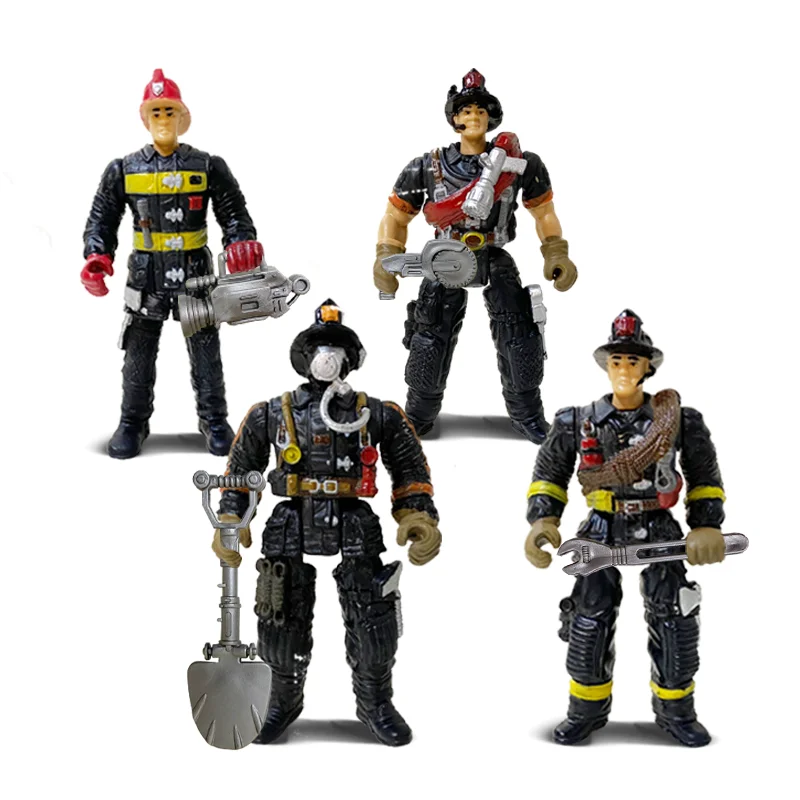 4 pollici vigili del fuoco pompiere Action Figures Worker Men Soldier Playset Model Toy Figurine Tool per bambini Boy Kid regalo di natale