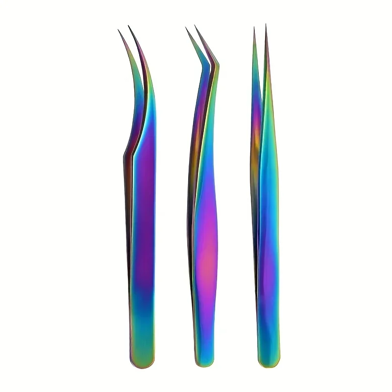 High Precision Eyelash Tweezers Set Stainless Steel Colored Lash Tweezer for Flawless Application & Brow Grooming Christmas Gift