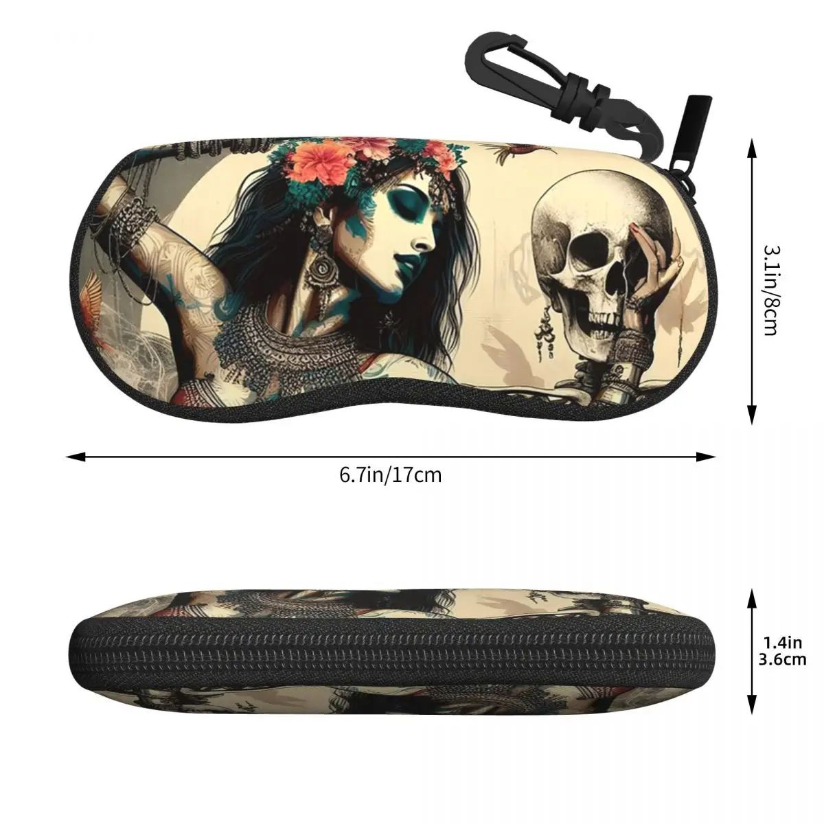 알렉산더 고딕 라스 엘레간테스 걸스 데이 오브 데드 스컬 쉘 안경 케이스 휴대용 선글라스 박스 여성 남성 소프트 안경 가방